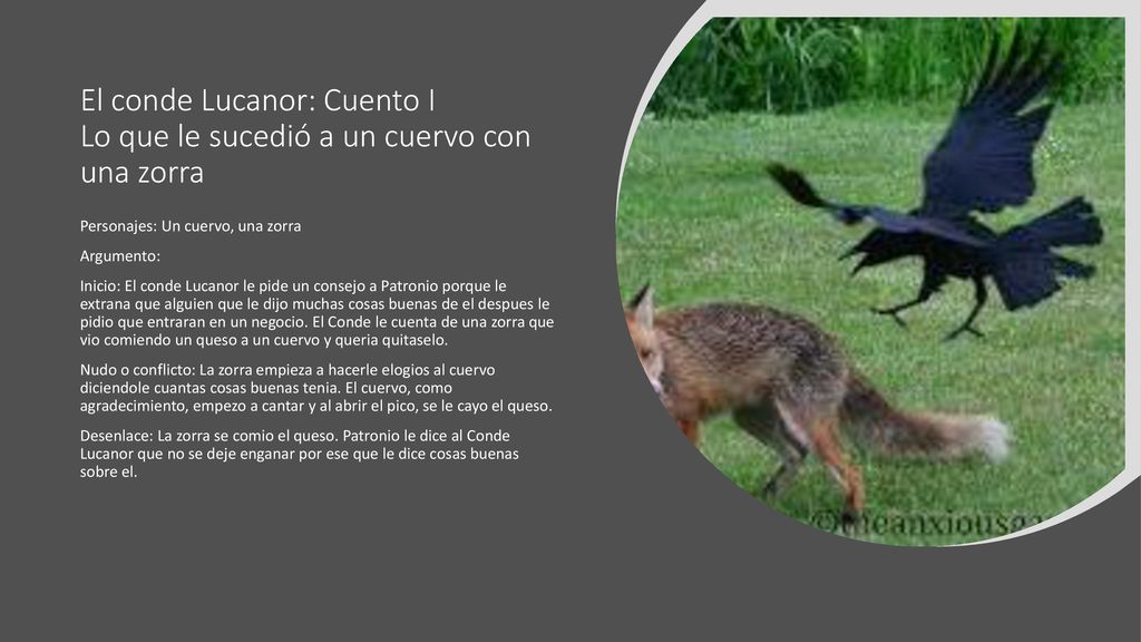 El conde Lucanor: Cuento I Lo que le sucedió a un cuervo con una zorra