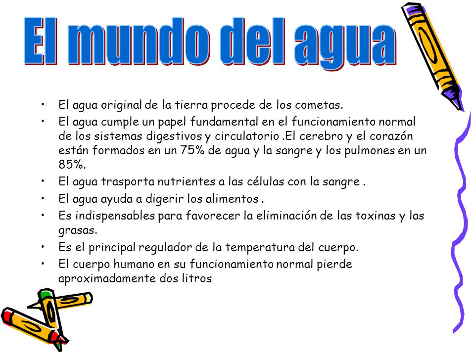 El mundo del agua El agua original de la tierra procede de los cometas.