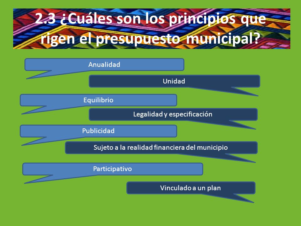 2.3 ¿Cuáles son los principios que rigen el presupuesto municipal