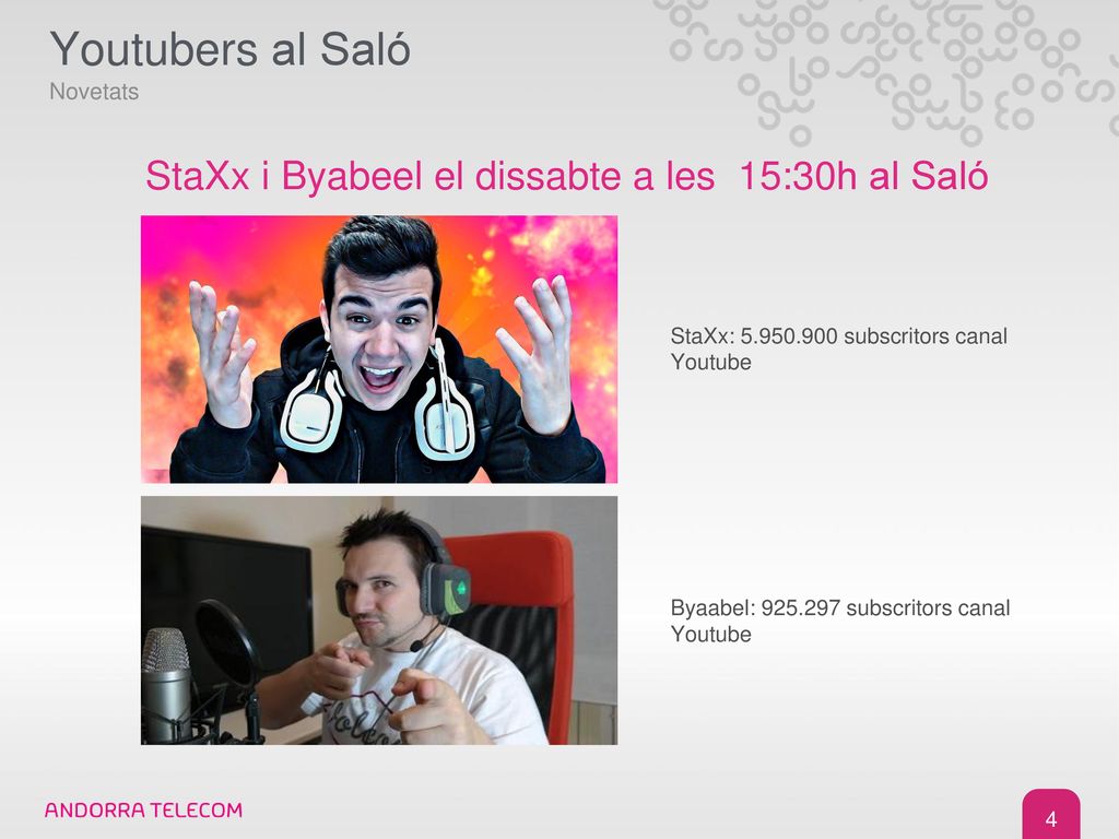Youtubers al Saló StaXx i Byabeel el dissabte a les 15:30h al Saló