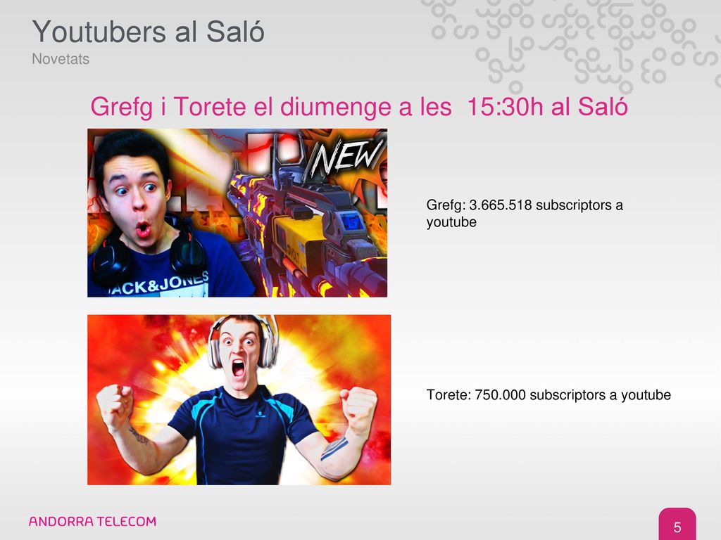 Youtubers al Saló Grefg i Torete el diumenge a les 15:30h al Saló