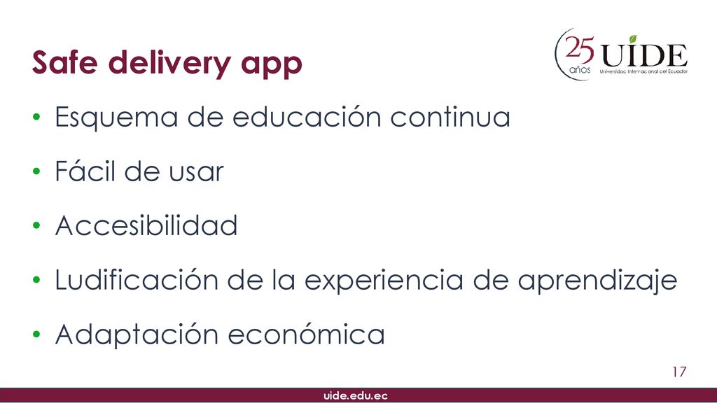 Safe delivery app Esquema de educación continua Fácil de usar