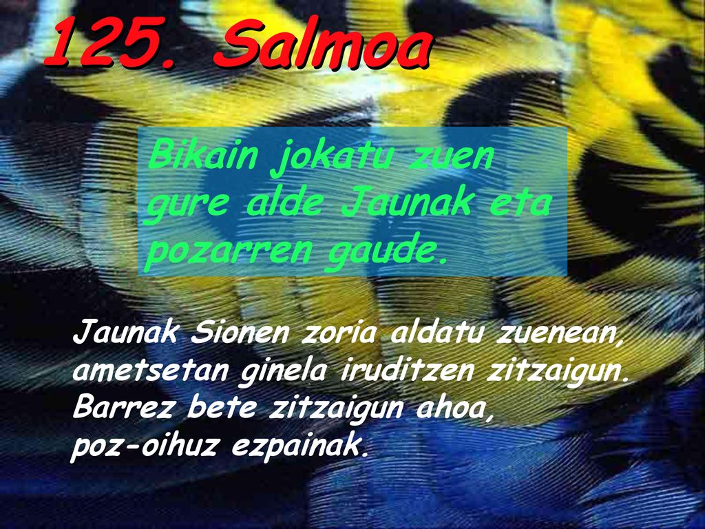 125. Salmoa Bikain jokatu zuen gure alde Jaunak eta pozarren gaude.