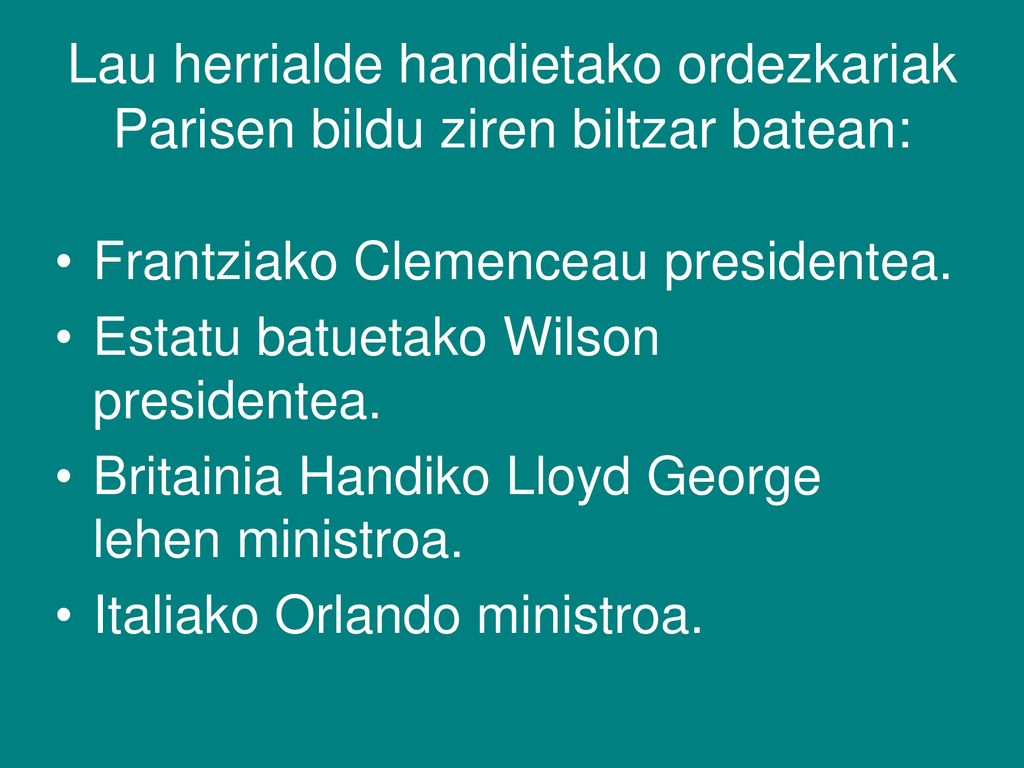 Lau herrialde handietako ordezkariak Parisen bildu ziren biltzar batean: