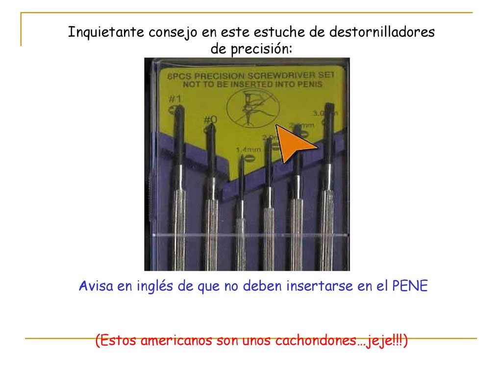 Inquietante consejo en este estuche de destornilladores de precisión: