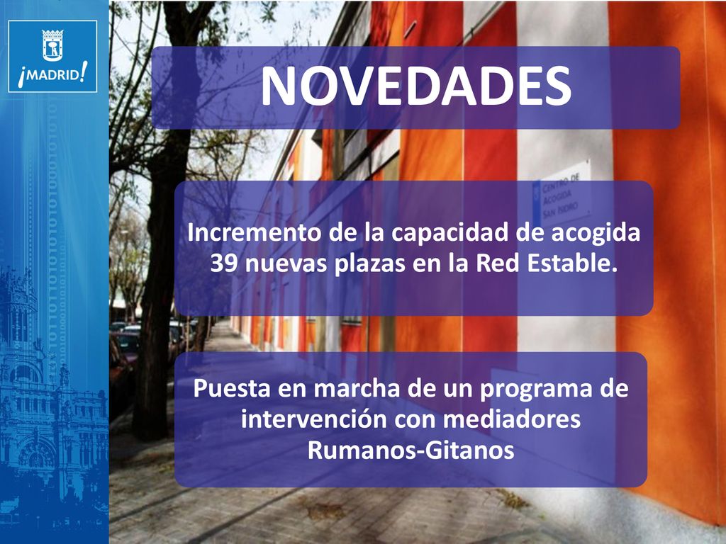NOVEDADES Incremento de la capacidad de acogida 39 nuevas plazas en la Red Estable.