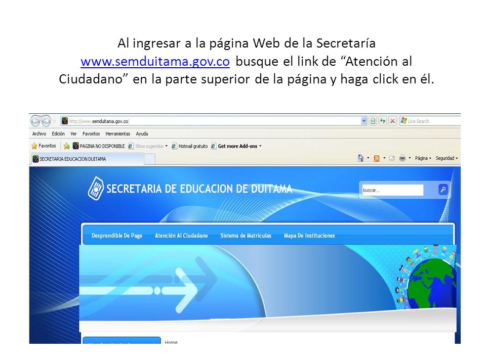 Al ingresar a la página Web de la Secretaría www. semduitama. gov