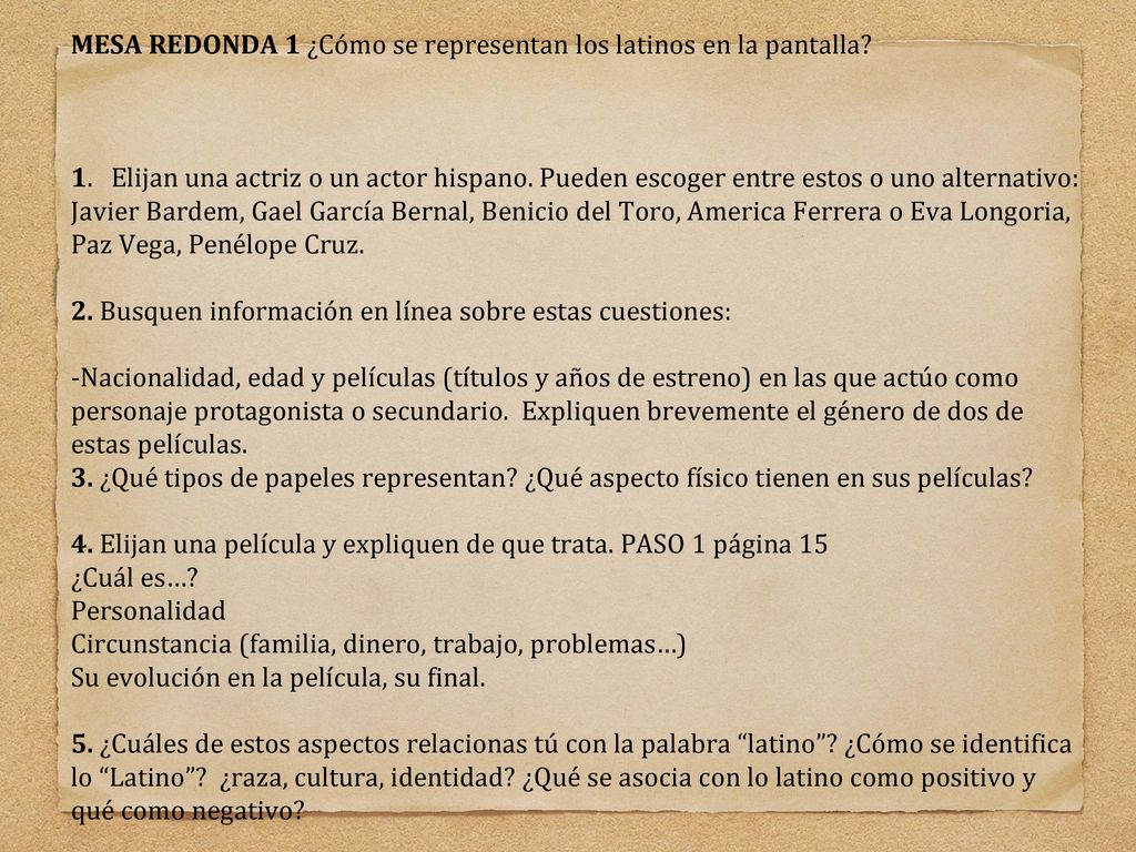 MESA REDONDA 1 ¿Cómo se representan los latinos en la pantalla