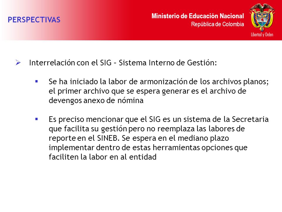 PERSPECTIVAS Interrelación con el SIG – Sistema Interno de Gestión: