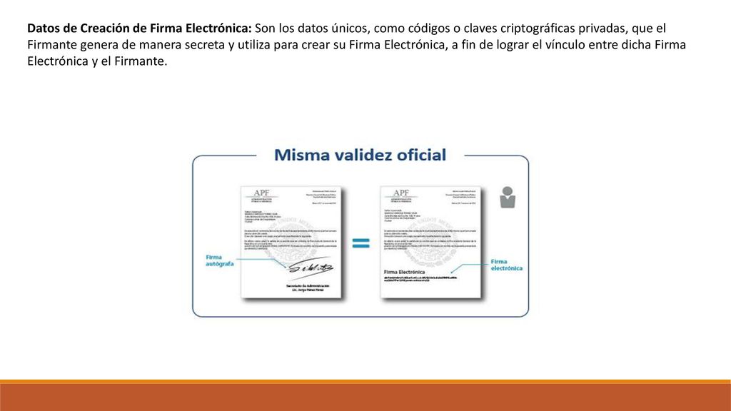 Datos de Creación de Firma Electrónica: Son los datos únicos, como códigos o claves criptográficas privadas, que el Firmante genera de manera secreta y utiliza para crear su Firma Electrónica, a fin de lograr el vínculo entre dicha Firma Electrónica y el Firmante.