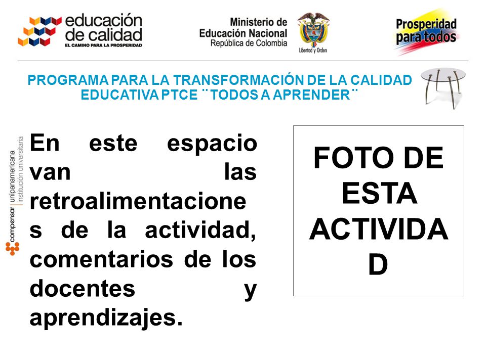 PROGRAMA PARA LA TRANSFORMACIÓN DE LA CALIDAD EDUCATIVA PTCE ¨TODOS A APRENDER¨