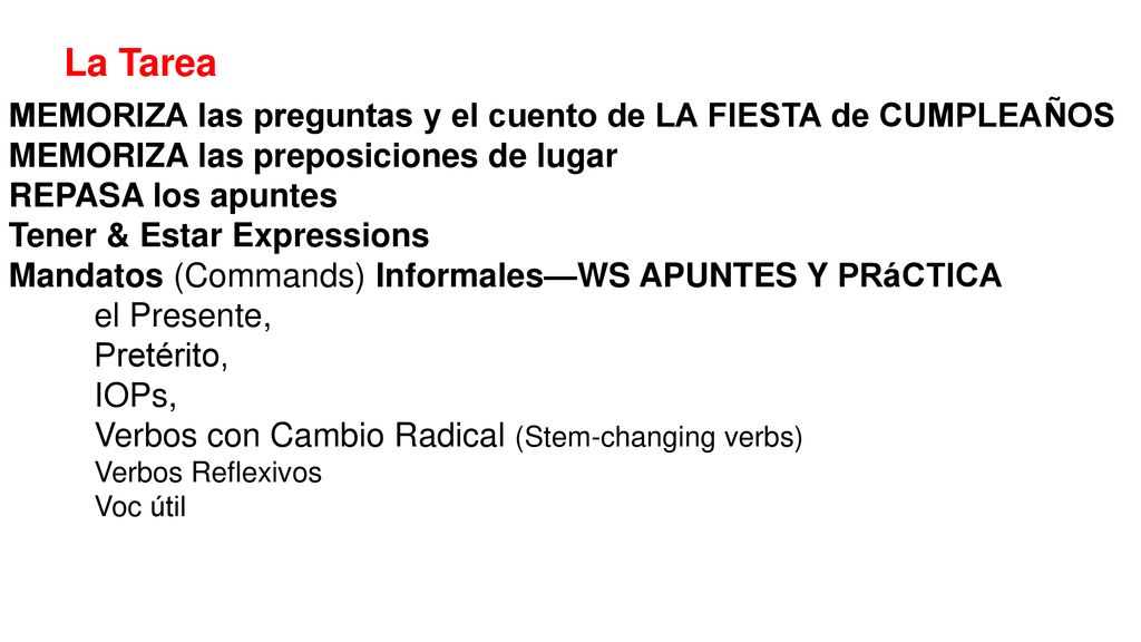 La Tarea MEMORIZA las preguntas y el cuento de LA FIESTA de CUMPLEAÑOS
