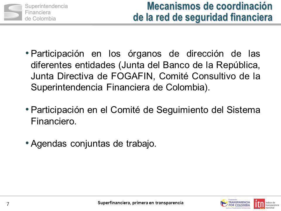Mecanismos de coordinación de la red de seguridad financiera