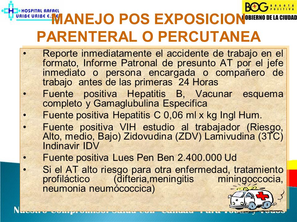 MANEJO POS EXPOSICION PARENTERAL O PERCUTANEA