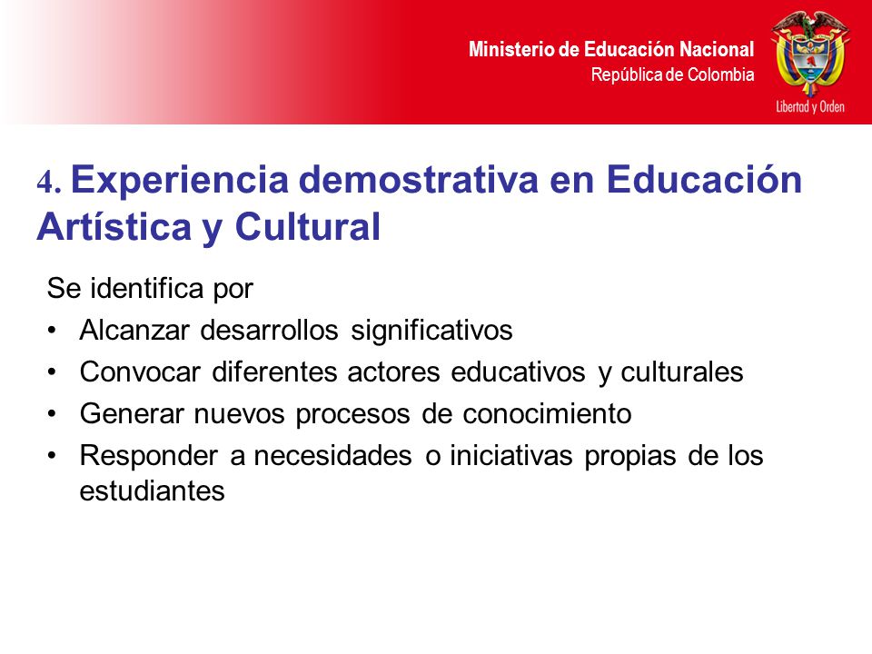 4. Experiencia demostrativa en Educación Artística y Cultural