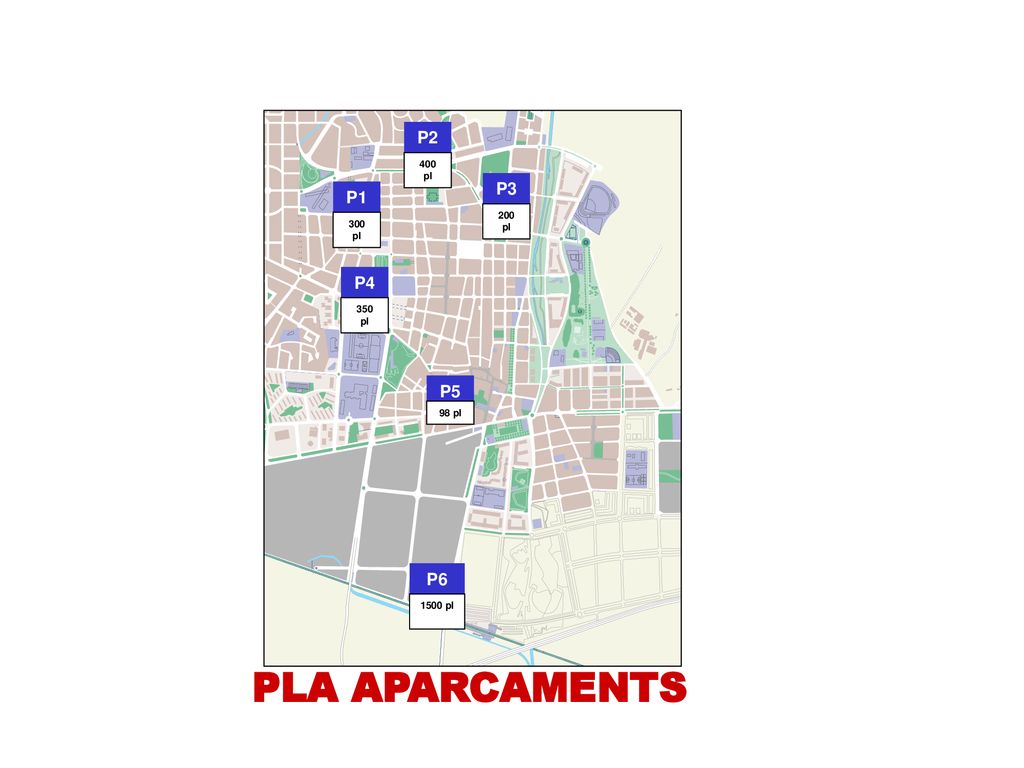 PLA APARCAMENTS P2 P3 P1 P4 P5 P6 400 pl 200 pl 300 pl 350 pl 98 pl