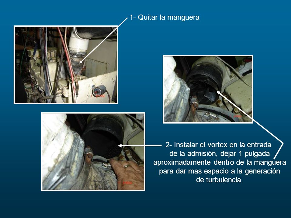 2- Instalar el vortex en la entrada de la admisión, dejar 1 pulgada