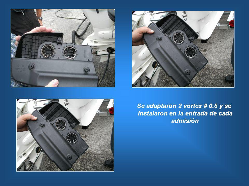Se adaptaron 2 vortex # 0.5 y se Instalaron en la entrada de cada