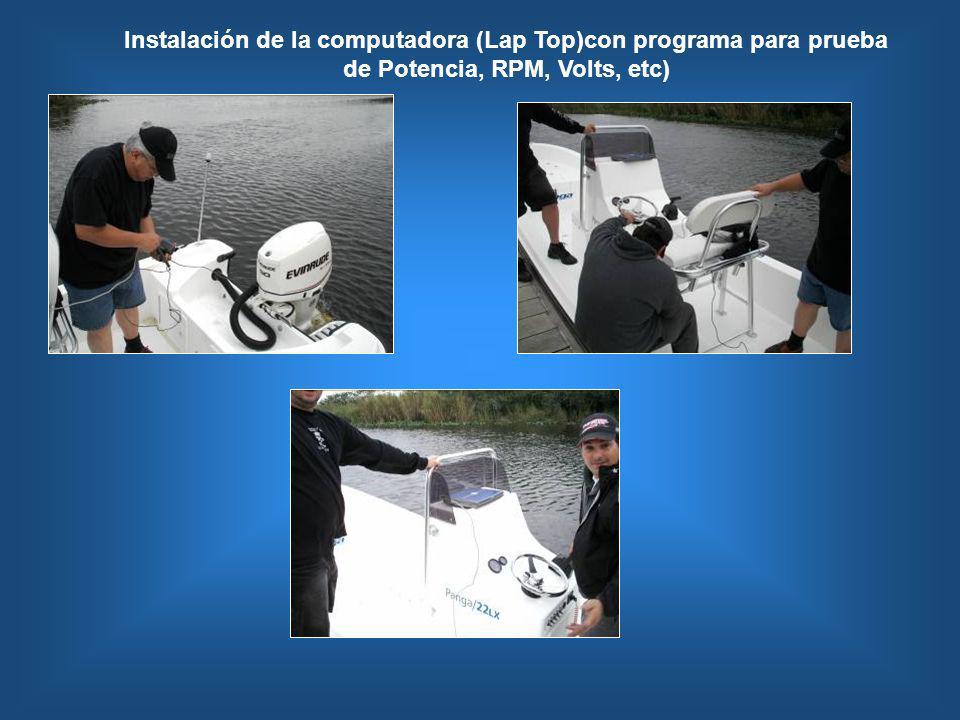 Instalación de la computadora (Lap Top)con programa para prueba