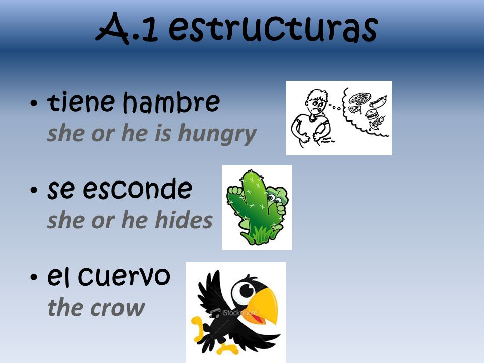A.1 estructuras tiene hambre she or he is hungry se esconde