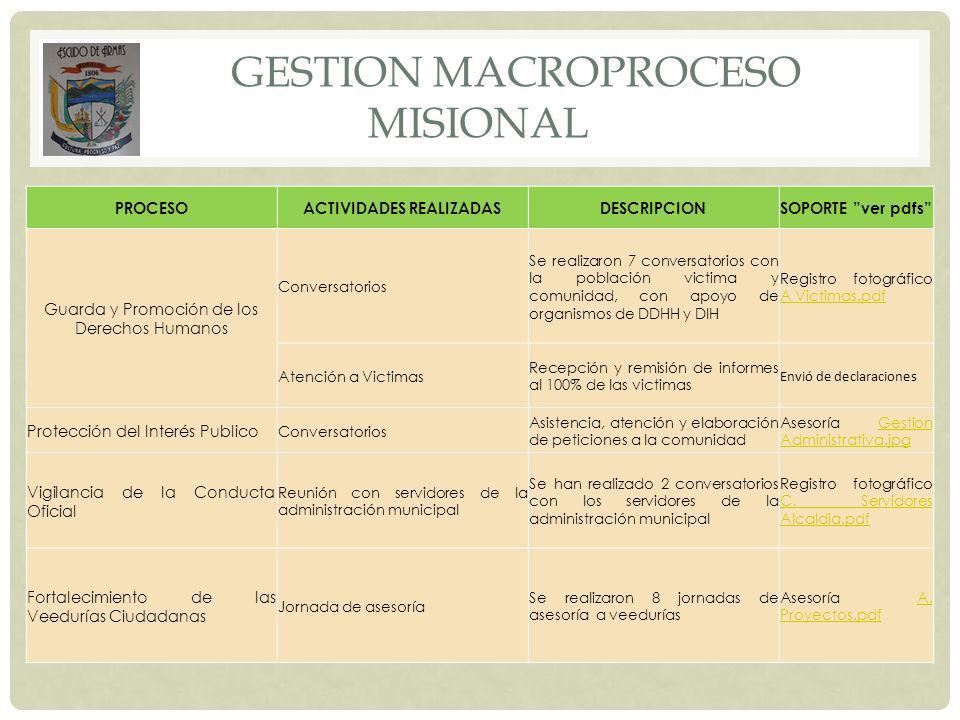 GESTION MACROPROCESO MISIONAL
