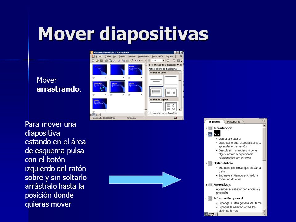 Mover diapositivas Mover arrastrando.
