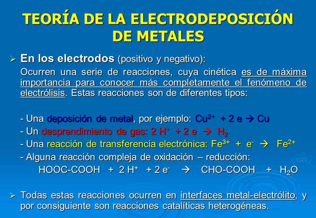 TEORÍA DE LA ELECTRODEPOSICIÓN DE METALES