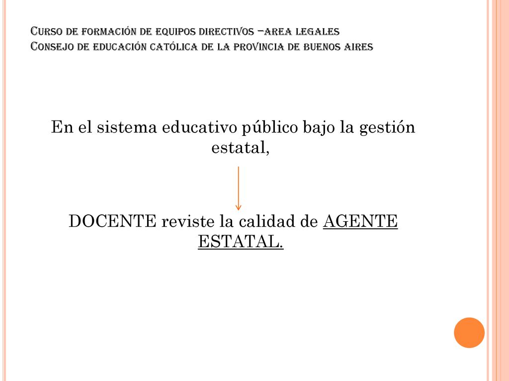 Curso de formación de equipos directivos –area legales Consejo de educación católica de la provincia de buenos aires