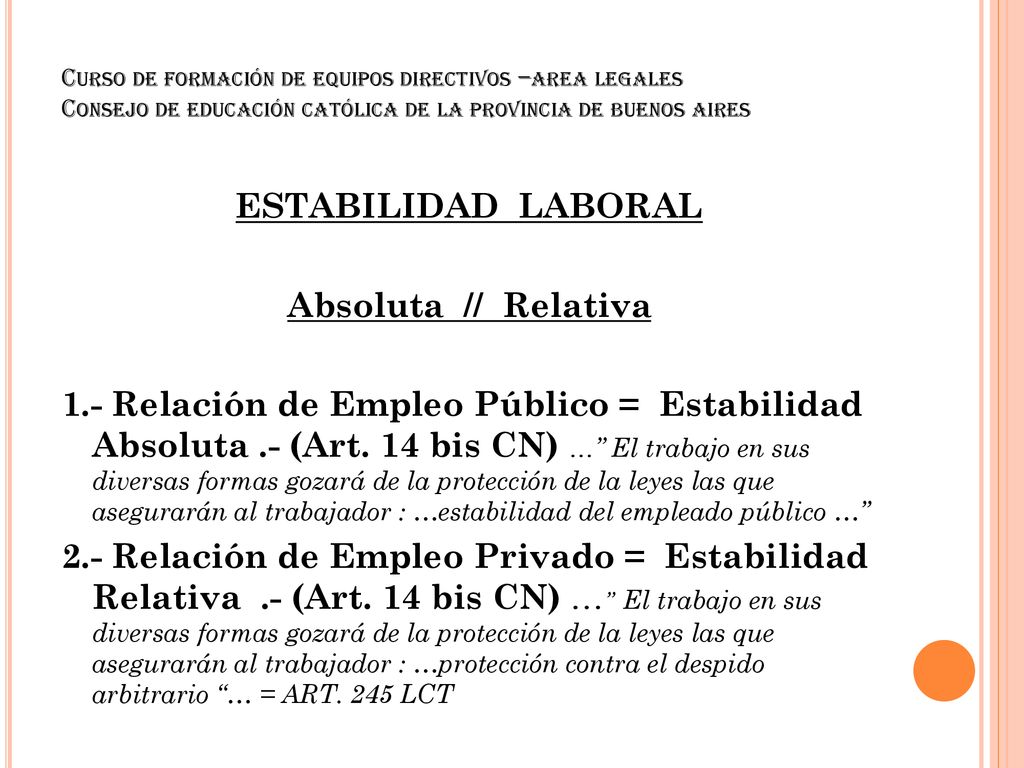 Curso de formación de equipos directivos –area legales Consejo de educación católica de la provincia de buenos aires