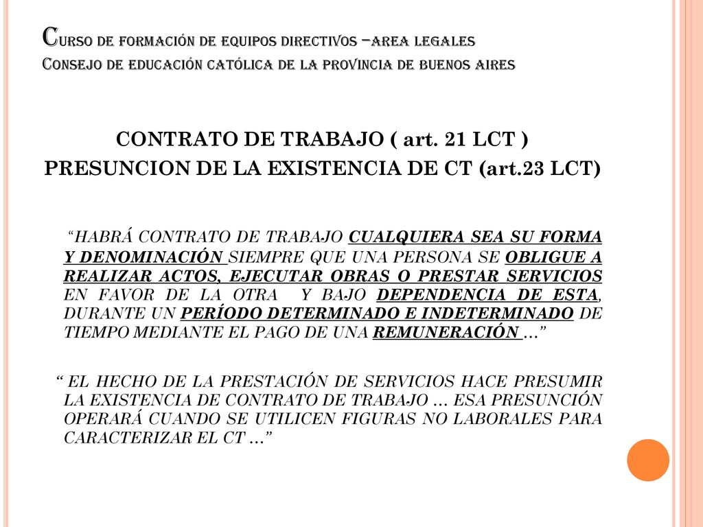 Curso de formación de equipos directivos –area legales Consejo de educación católica de la provincia de buenos aires