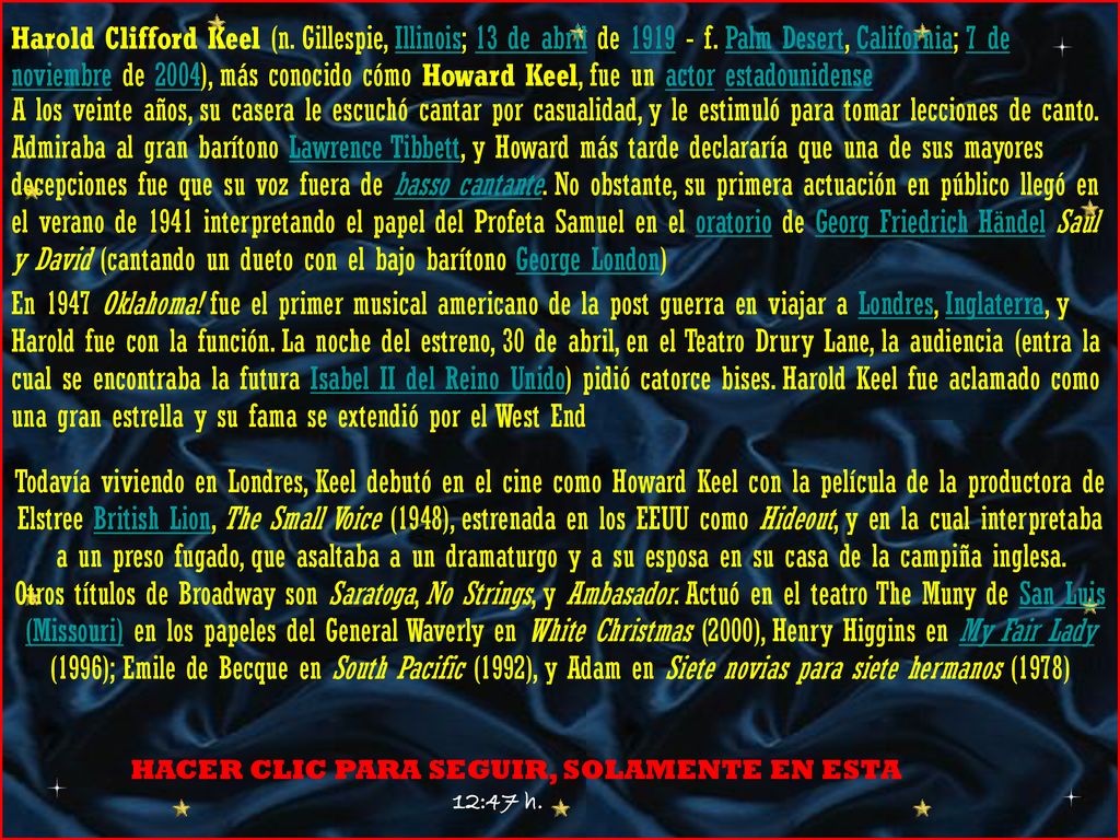 Harold Clifford Keel (n. Gillespie, Illinois; 13 de abril de f