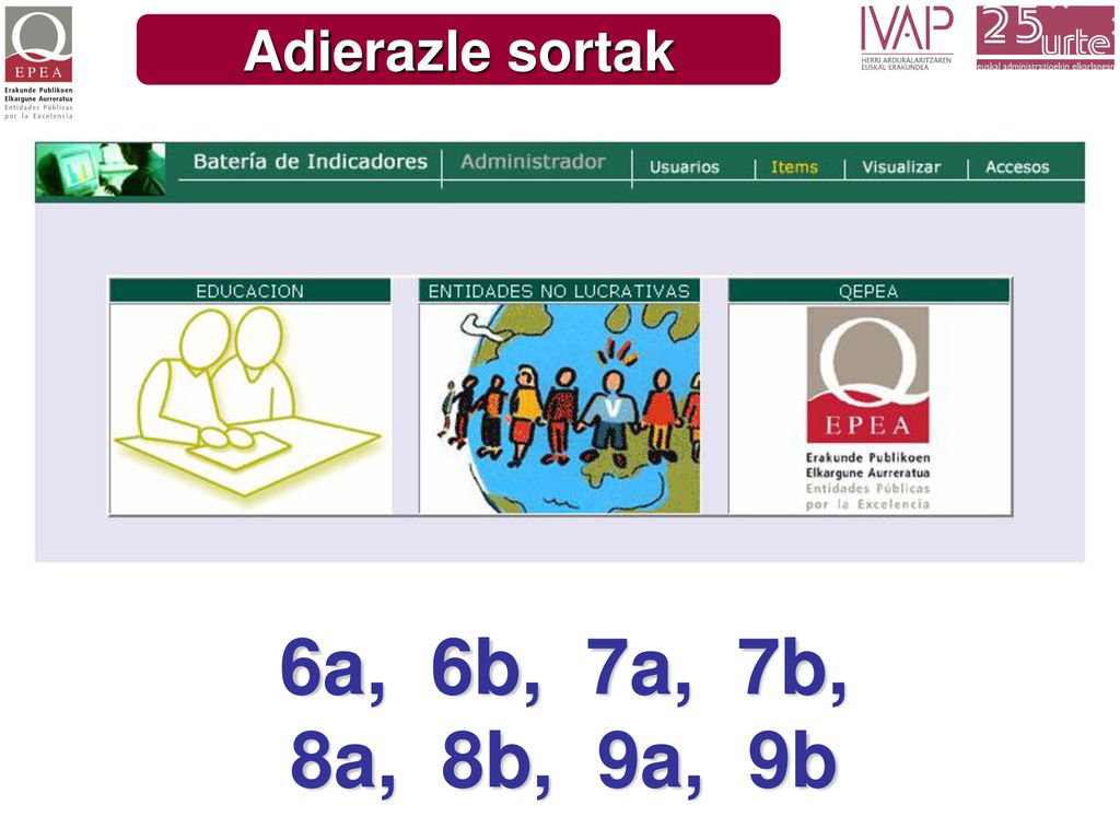 Adierazle sortak 6a, 6b, 7a, 7b, 8a, 8b, 9a, 9b
