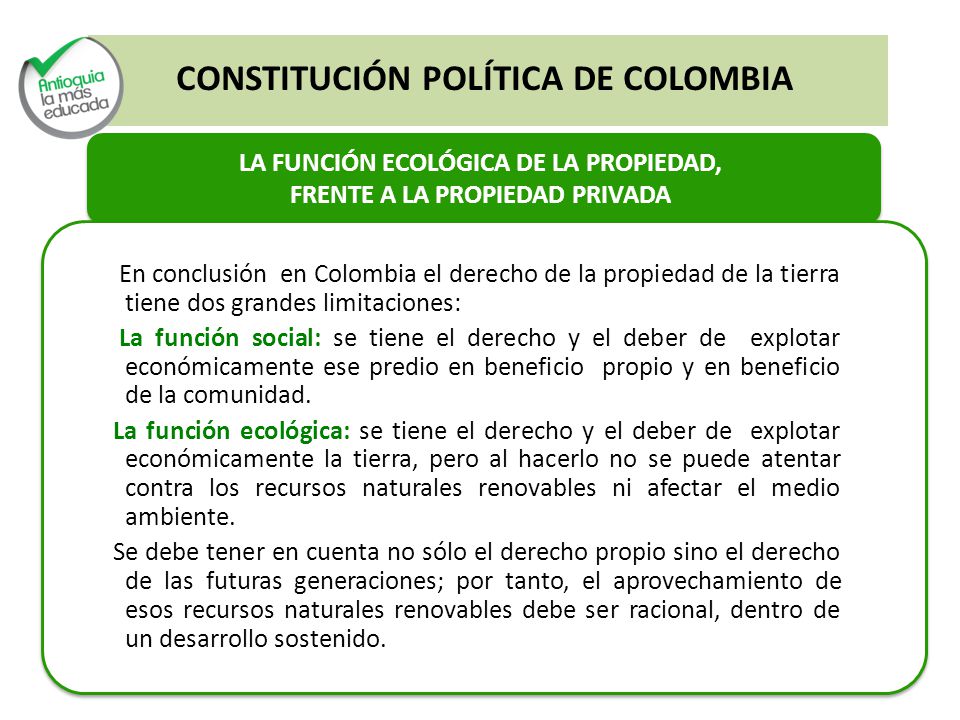 LA FUNCIÓN ECOLÓGICA DE LA PROPIEDAD, FRENTE A LA PROPIEDAD PRIVADA