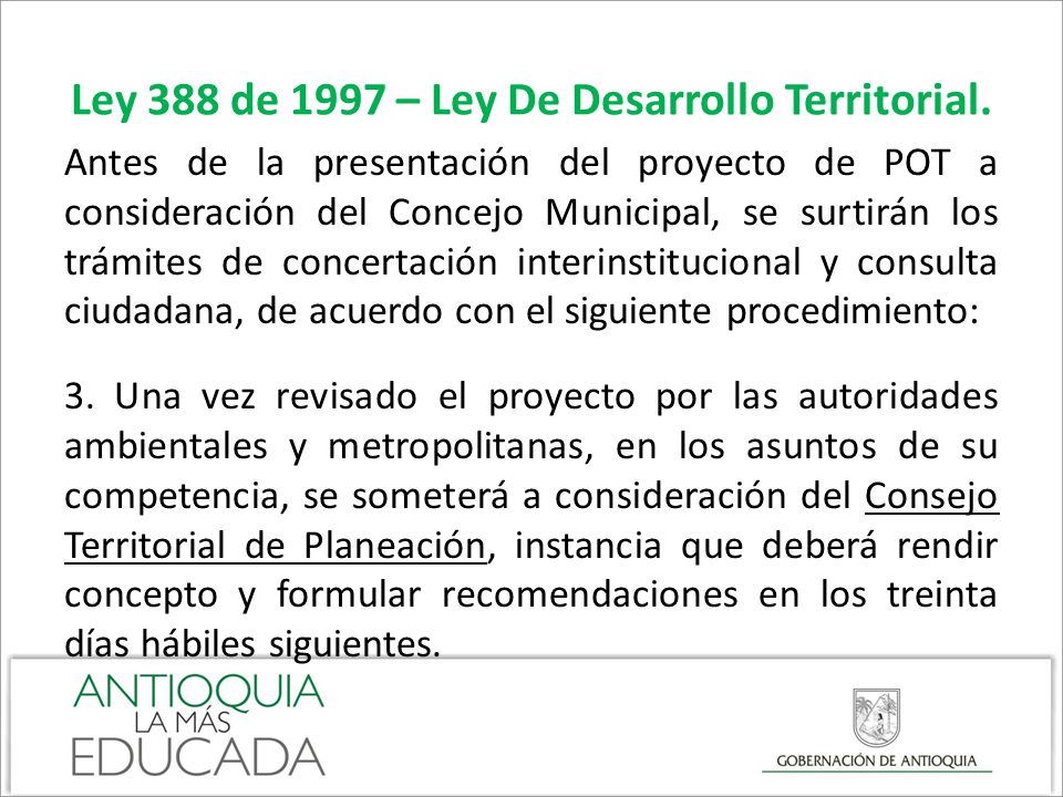 Ley 388 de 1997 – Ley De Desarrollo Territorial.