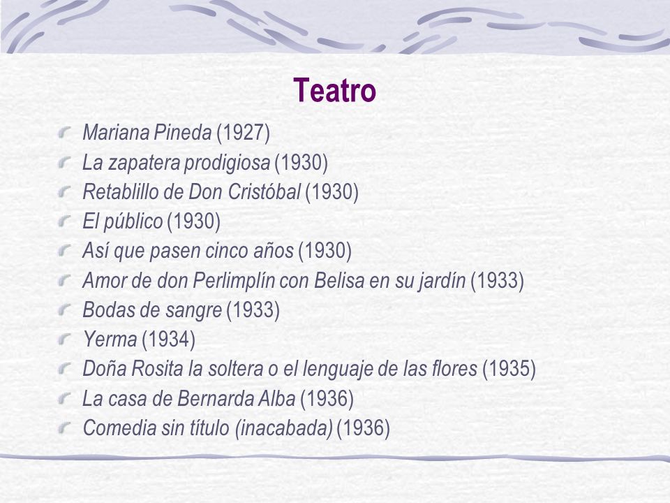 Teatro Mariana Pineda (1927) La zapatera prodigiosa (1930)