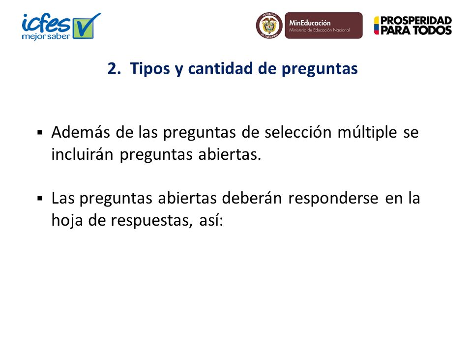 2. Tipos y cantidad de preguntas