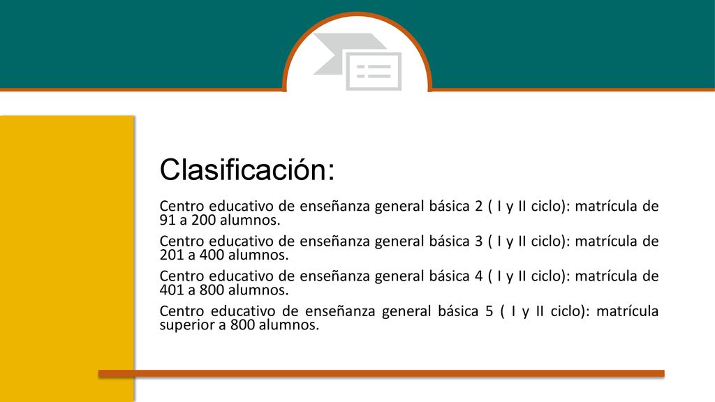 Clasificación: Centro educativo de enseñanza general básica 2 ( I y II ciclo): matrícula de 91 a 200 alumnos.