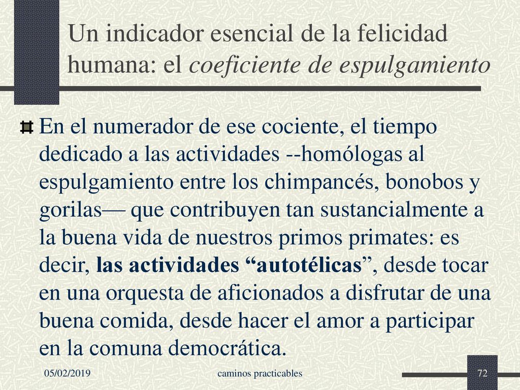 Un indicador esencial de la felicidad humana: el coeficiente de espulgamiento