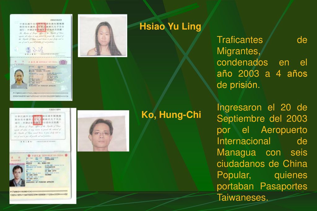 Hsiao Yu Ling Traficantes de Migrantes, condenados en el año 2003 a 4 años de prisión.