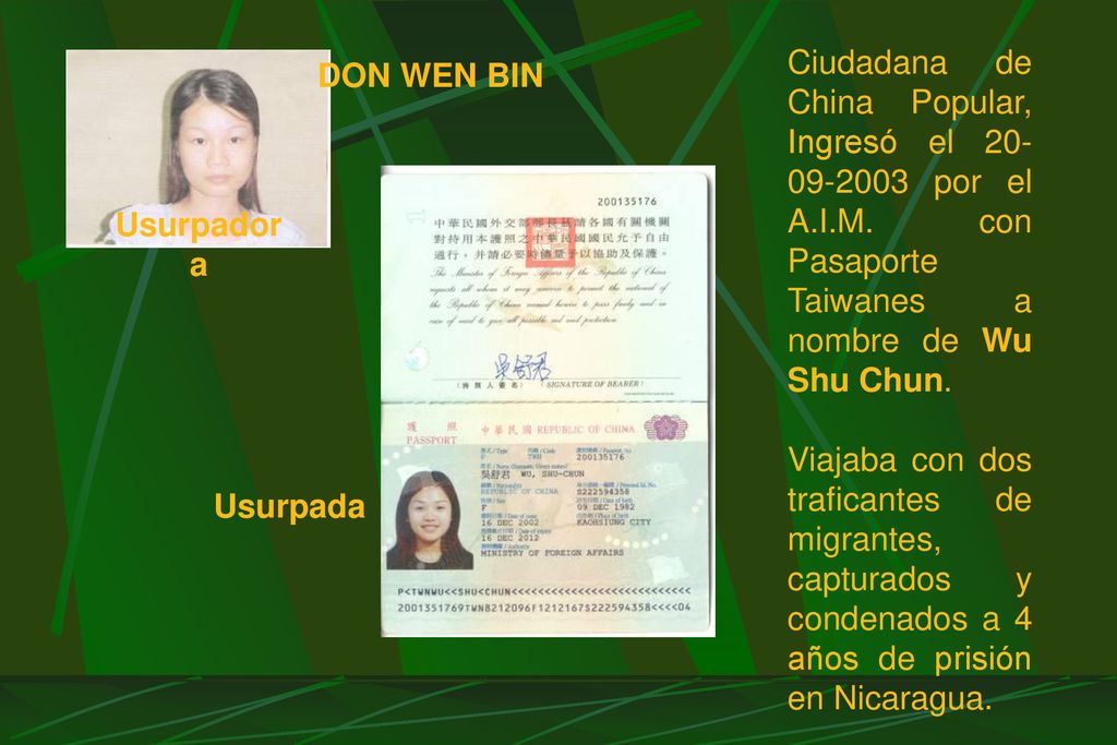 Ciudadana de China Popular, Ingresó el por el A. I. M