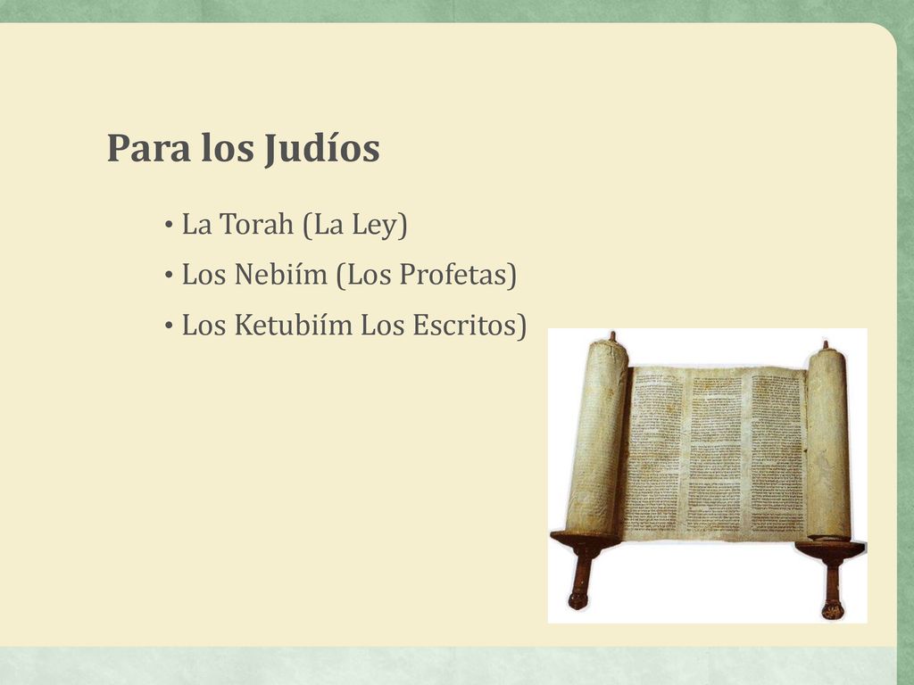 Para los Judíos La Torah (La Ley) Los Nebiím (Los Profetas)