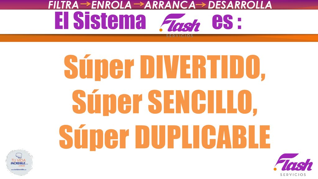 Súper DIVERTIDO, Súper SENCILLO, Súper DUPLICABLE El Sistema es :