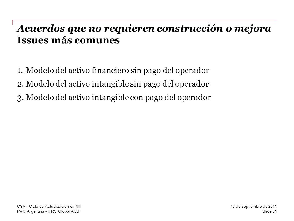 Acuerdos que no requieren construcción o mejora Issues más comunes