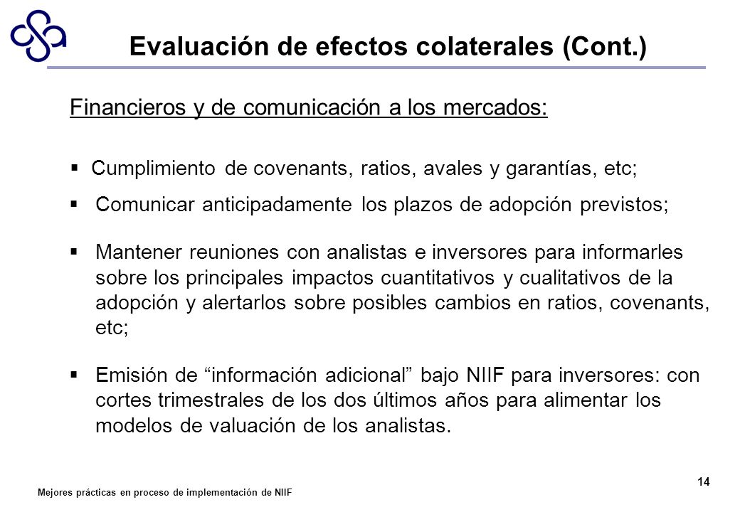 Evaluación de efectos colaterales (Cont.)