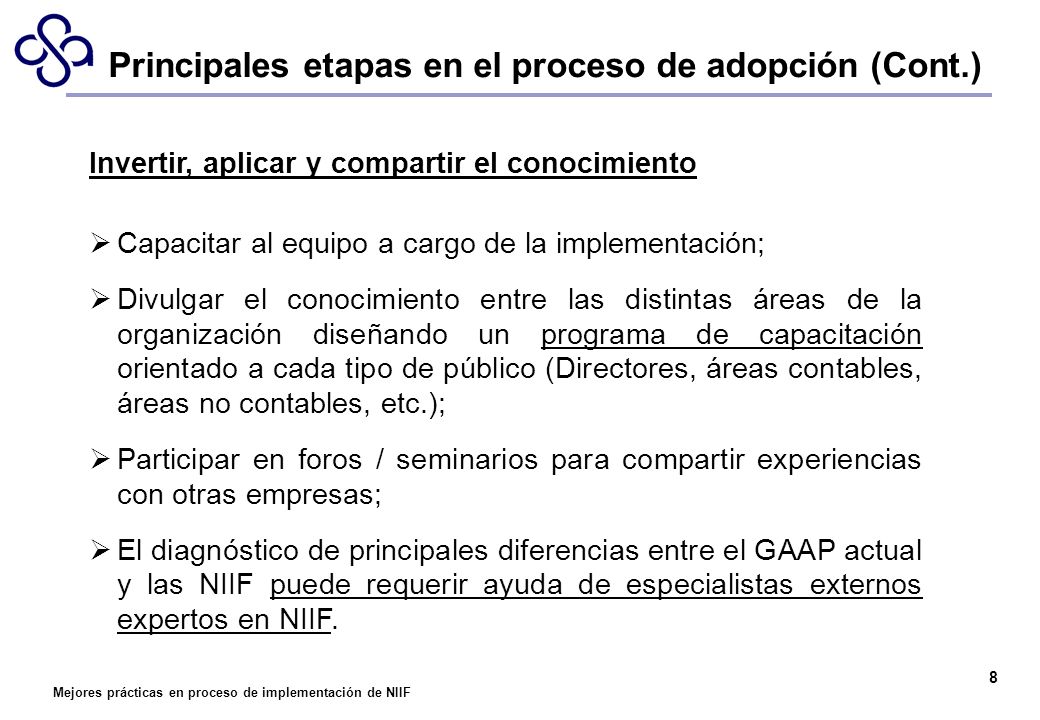 Principales etapas en el proceso de adopción (Cont.)