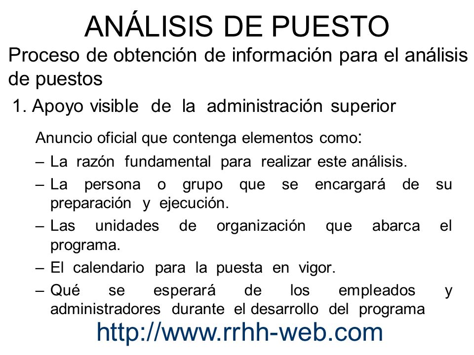 Proceso de obtención de información para el análisis de puestos