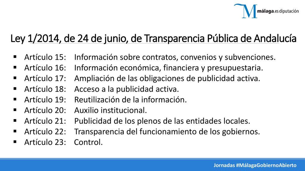 Ley 1/2014, de 24 de junio, de Transparencia Pública de Andalucía