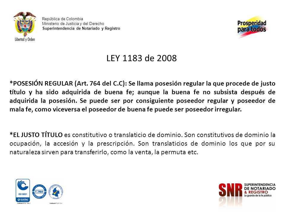 República de Colombia Ministerio de Justicia y del Derecho Superintendencia de Notariado y Registro.