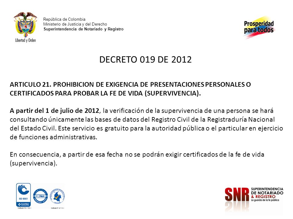 República de Colombia Ministerio de Justicia y del Derecho Superintendencia de Notariado y Registro.
