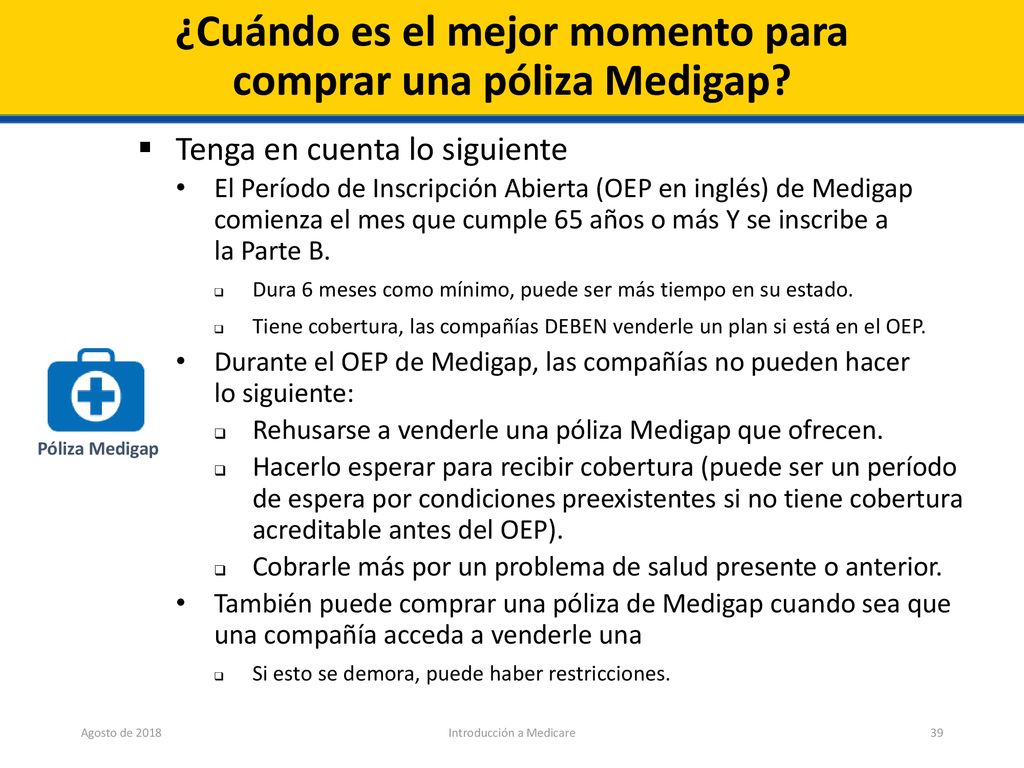 ¿Cuándo es el mejor momento para comprar una póliza Medigap